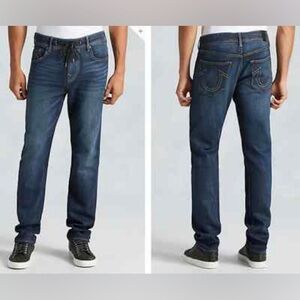 True Religion Twisted Dean Slim Blue Drawstring Denim Jeans Men's Size 31x30